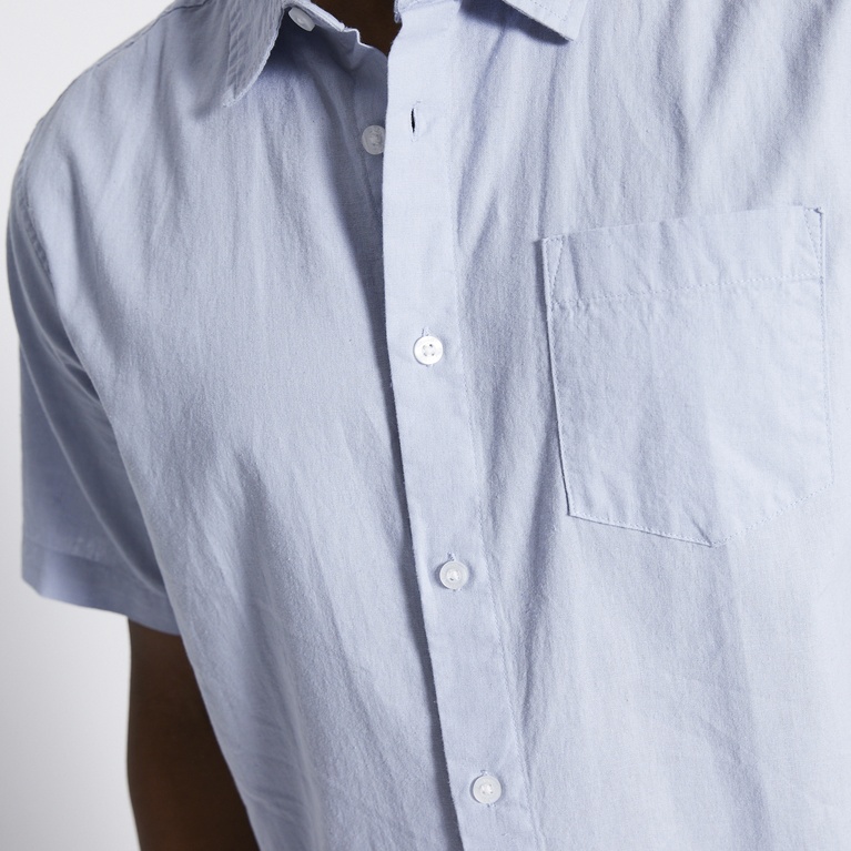 Short sleeve linen blend shirt "Isak" Blue